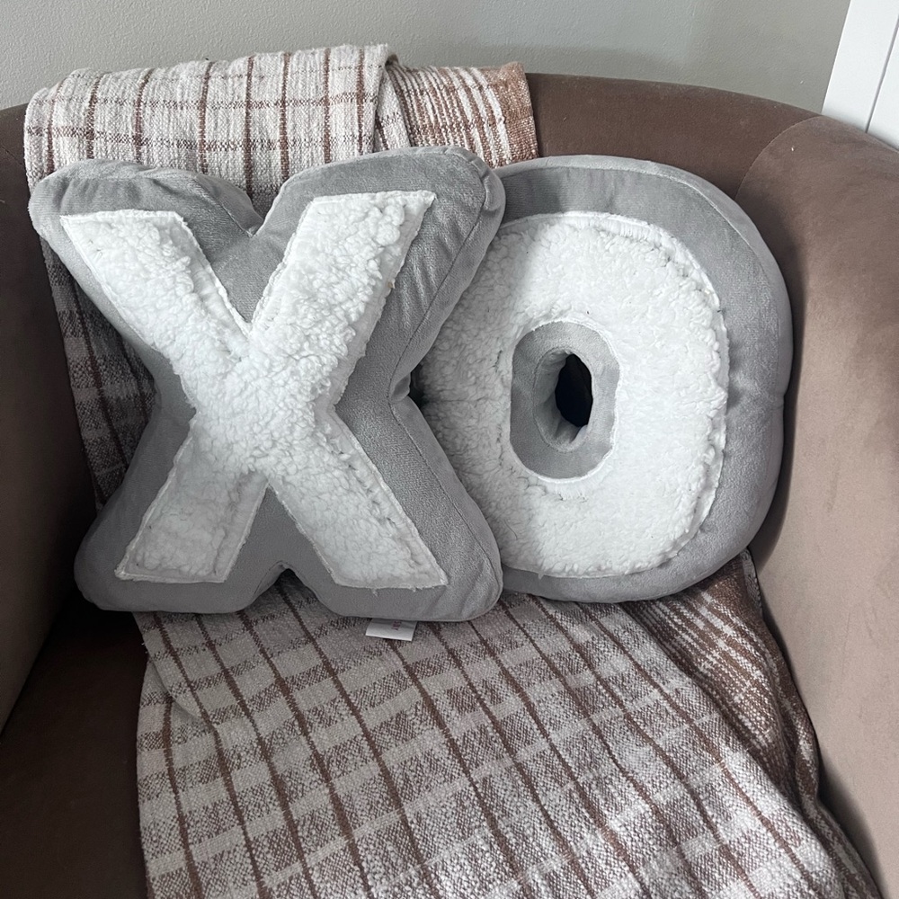 Xo gray Valentine’s Day pillows